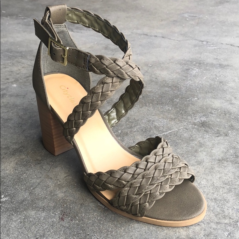 CityClassified Women Strappy Heeled Sandals Olive